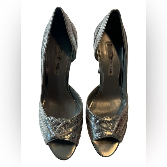Via Spiga ‘Orla’ Pump Silver Snake Skin Animal Print 80s Bombshell size 7 - Picture 6 of 11